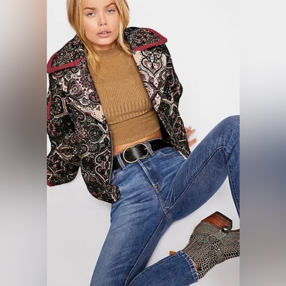 NWT Free People Tapestry Labyrinth Moto Jacket Size Large
